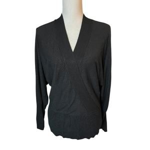 Ann Taylor loft black v-neck crossover sweater minimalist neutral basics